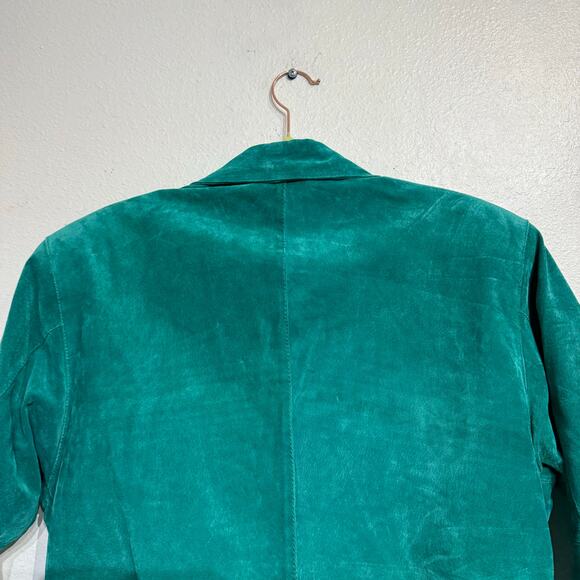 Pensez a moi Green Cropped Suede Leather Vintage Jacket Sz M - Picture 9 of 13